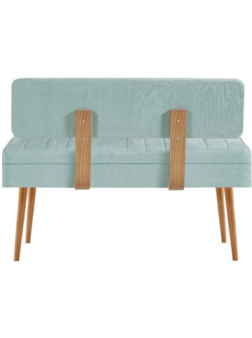 Evila Aufbewahrungsbank in Walnuss/ Türkis - (B)110 x (H)85 x (T)40 cm