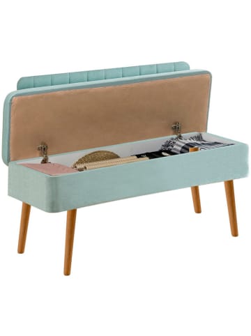 Evila Zitbank walnootkleurig/turquoise - (B)110 x (H)85 x (D)40 cm