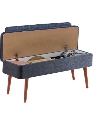 Evila Aufbewahrungsbank "Vina" in Blau/ Braun - (B)110 x (H)82,5 x (T)40 cm