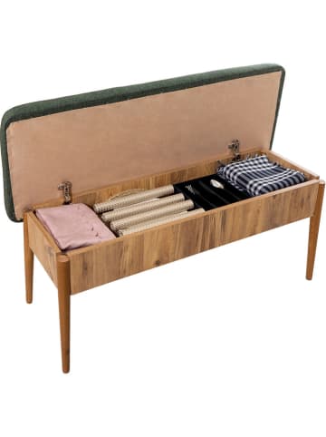 Evila Bank met opbergruimte groen/bruin - (B)95 x (H)85 x (D)40 cm