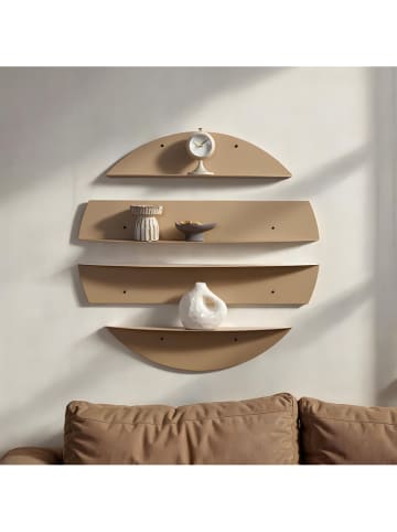 Evila 4er-Set: Wandregale in Taupe - Ø 76 cm 