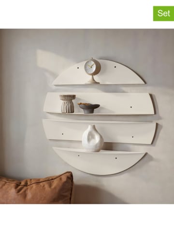 Evila 4er-Set: Wandregale in Beige - Ø 76 cm 