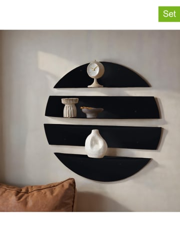 Evila 4-delige set: wandmeubels zwart - Ø 76 cm