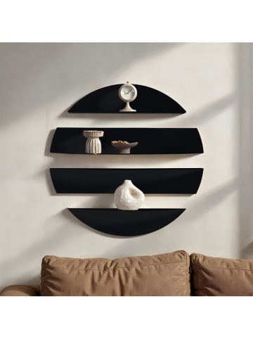 Evila 4er-Set: Wandregale in Schwarz - Ø 76 cm 