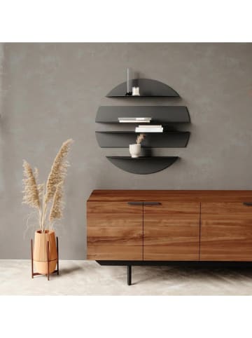 Evila 4-delige set: wandmeubels zwart - Ø 76 cm