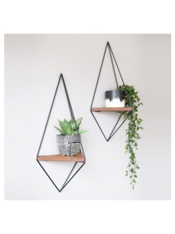 Evila Wandmeubel "WR039" walnoothout/zwart - (B)23 x (H)60 x (D)15 cm