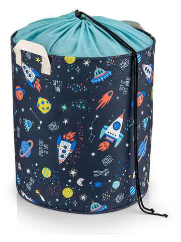 Evila Kosz w kolorze granatowo-turkusowym - 37 x 40 x 37 cm