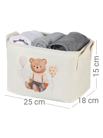 Evila Opbergmand wit/lichtbruin - (B)25 x (H)15 x (D)18 cm