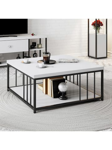 Evila Couchtisch "Zenn" in Weiß/ Schwarz - (B)90 x (H)40 x (T)90 cm