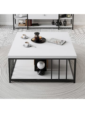 Evila Salontafel "Zenn" wit/zwart - (B)90 x (H)40 x (D)90 cm