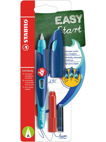 STABILO Schrijfleer-vulpen "Easy birdy" - veer A - rechtshandigen - turquoise/blauw