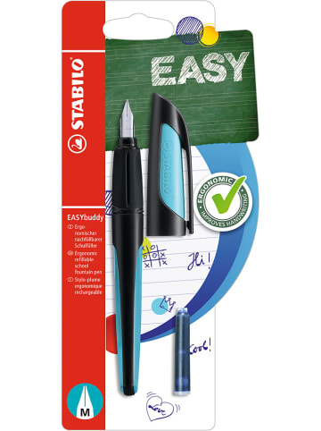 STABILO Schrijfleer-vulpen "STABILO Easy buddy - Feder M" zwart/lichtblauw