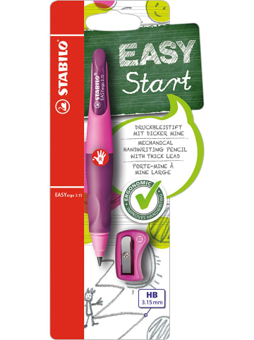 STABILO Druckbleistift "EASYergo" mit Spitzer - Rechtshänder - in Rosa/ Lila