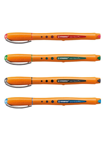 STABILO Ballpoints ''STABILO worker+ colorful'' - medium - 4 stuks