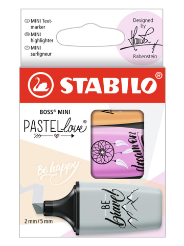 STABILO 6-delige set: markeerstiften "STABILO BOSS MINI Pastellove 2.0" - 2x 3 stuks
