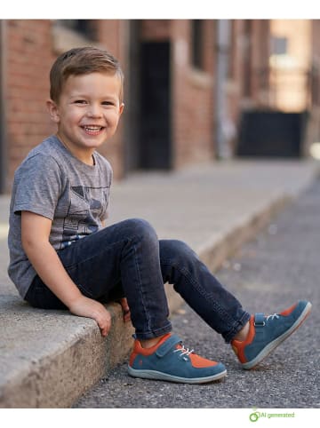 lamino Skórzane buty barefoot w kolorze turkusowo-pomarańczowym