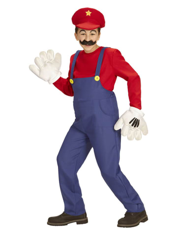 Carnival Party 3-częściowy kostium "Super Plumber" w kolorze czerwono-niebieskim