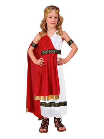 Carnival Party 4-delig kostuum "Romeinse Keizerin" wit/rood/goudkleurig