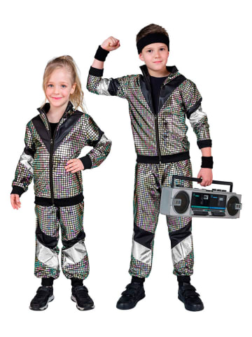 Carnival Party 2tlg. Kostüm "80er Jahre'' in Schwarz/ Silber