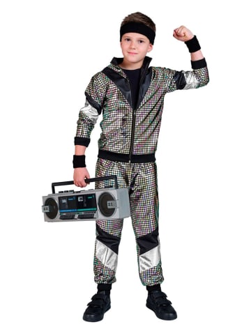 Carnival Party 2tlg. Kostüm "80er Jahre'' in Schwarz/ Silber