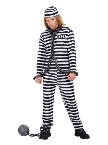 Carnival Party 3-delig kostuum "Gevangene" zwart/wit