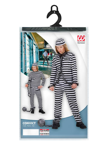 Carnival Party 3tlg. Kostüm "Sträfling" in Schwarz/ Weiß