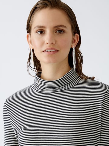 Oui Longsleeve in Schwarz/ Weiß