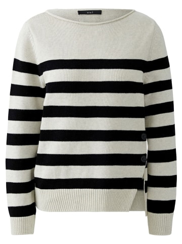 Oui Pullover in Weiß/ Schwarz
