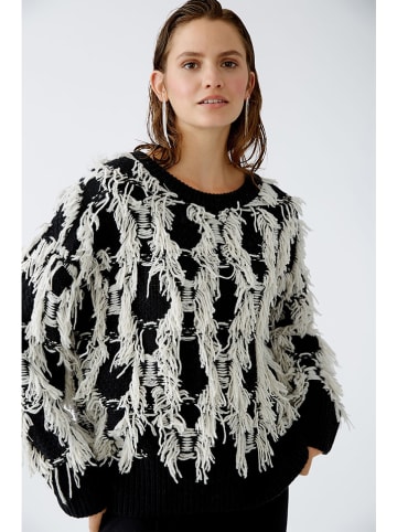 Oui Pullover in Schwarz/ Creme