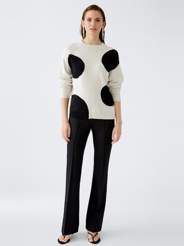 Oui Pullover in Weiß/ Schwarz