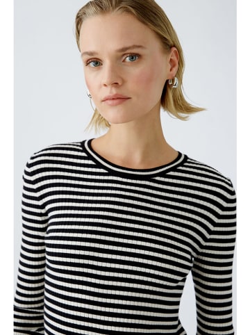 Oui Pullover in Schwarz/ Creme