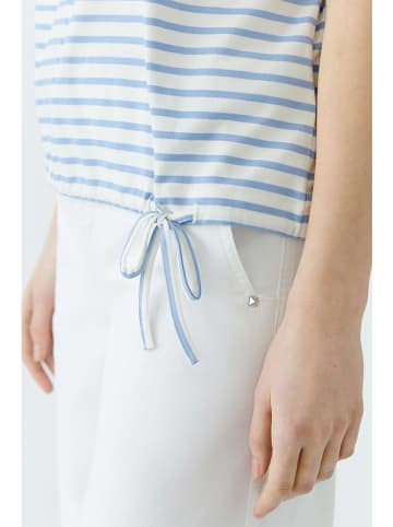 Oui Shirt in Hellblau/ Weiß