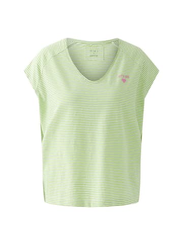 Oui Shirt in Grün/ Weiß