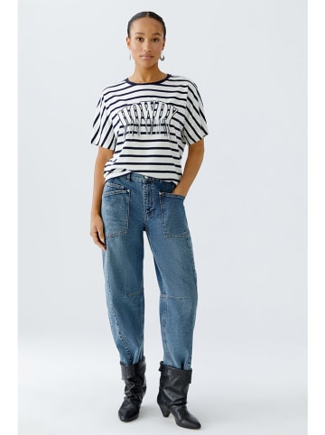 Oui Shirt in Weiß/ Blau