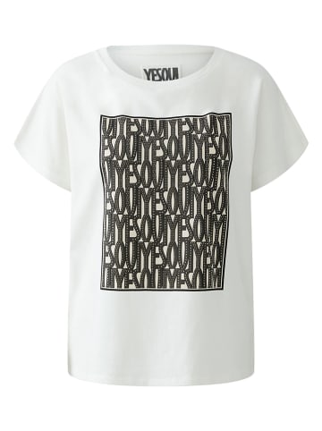 Oui Shirt in Weiß/ Schwarz