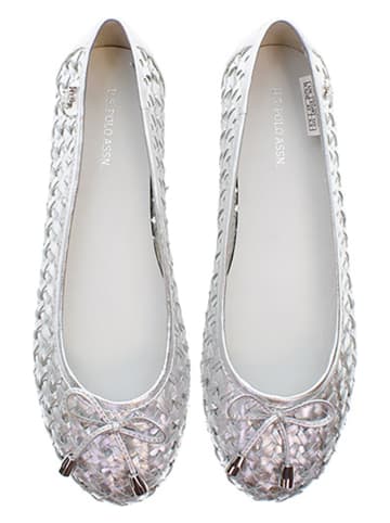 U.S. Polo Assn. Leren ballerina's zilver/zilverkleurig
