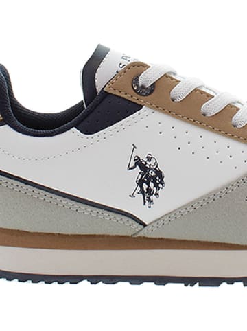 U.S. Polo Assn. Sneakers wit/lichtbruin/donkerblauw