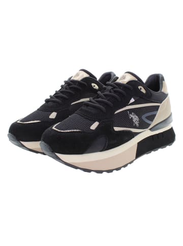 U.S. Polo Assn. Leren sneakers zwart/beige