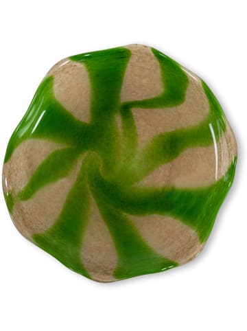 Byon Servierteller "Curve" in Beige/ Grün - Ø 28 cm