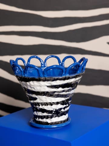 Byon Blumentopf "Patty" in Blau/ Schwarz - (H)21 xØ 25 cm