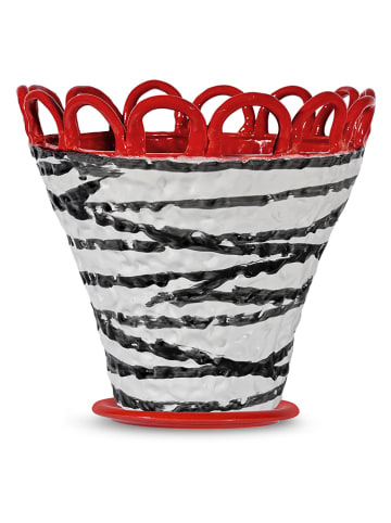 Byon Bloempot "Patty" rood/zwart - (H)30 x Ø 26,6 cm