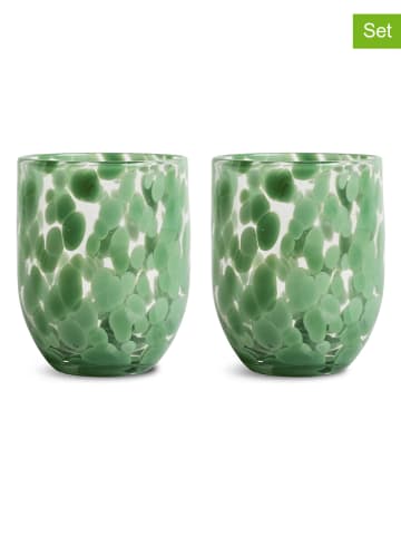Byon 2er-Set: Trinkgläser "Messy" in Grün - 300 ml