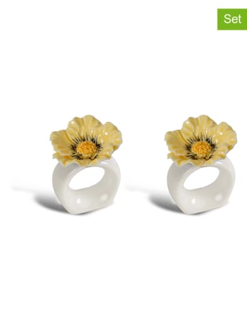 Byon 2er-Set: Serviettenhalter "Poppy" in Gelb/ Weiß - (H)6 x Ø 5 cm