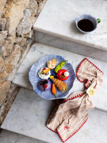 Byon 2er-Set: Serviettenhalter "Poppy" in Gelb/ Weiß - (H)6 x Ø 5 cm