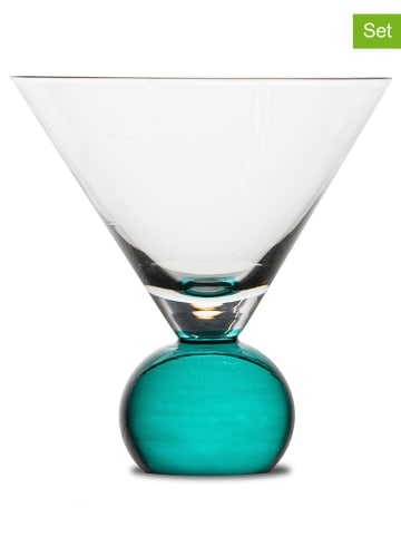 Byon 2-delige set: glazen "Spice" transparant/turquoise - 240 ml