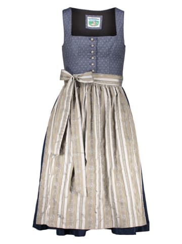 Turi Landhaus Dirndl "Beatrix" in Dunkelblau/ Beige