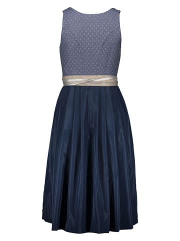 Turi Landhaus Dirndl "Beatrix" in Dunkelblau/ Beige