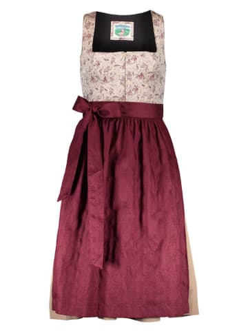 Turi Landhaus Dirndl "Bella" in Beige/ Bordeaux