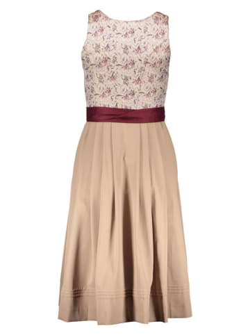 Turi Landhaus Dirndl "Bella" in Beige/ Bordeaux