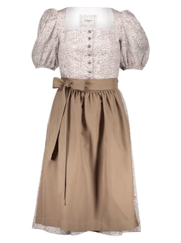 Turi Landhaus Dirndl "Ina" in Weiß/ Camel